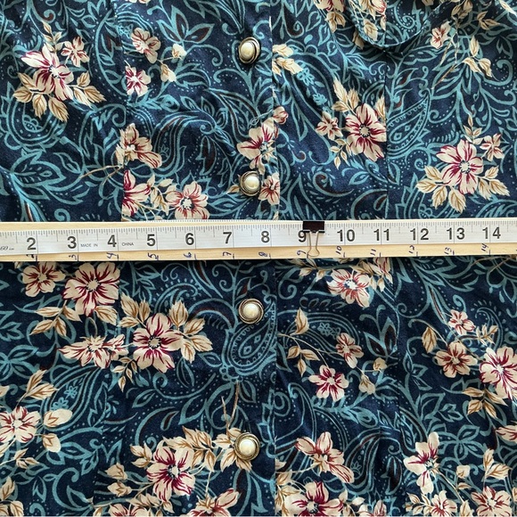 Basic Editions Navy Floral Button-Front Dress - Picture 6 of 8